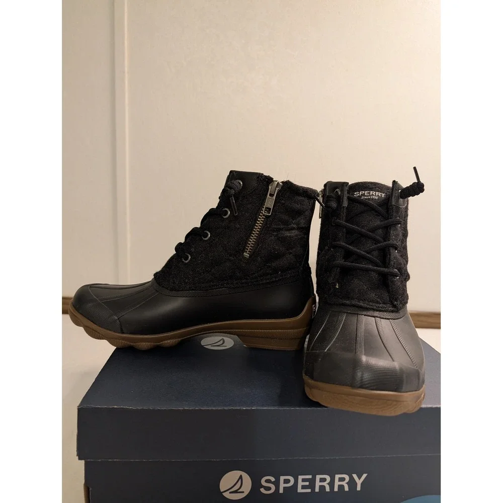 Sperry Syren Gulf Wool Quilted Black Duck Boots Womens 5.5 STS86441 Ankle Boots